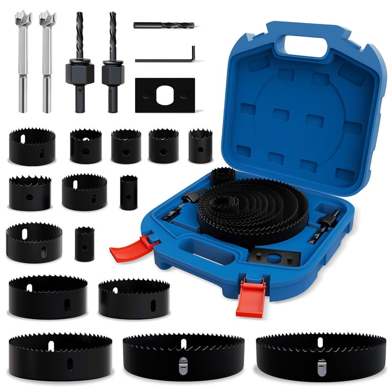 METOTO 22PCS Hole Saw Set - High Carbon Steel 19-152mm（3/4" to 6"） Blades for Drywall, Soft Wood, Plastic, PVC Professional Grade with Instant Support - Image 1